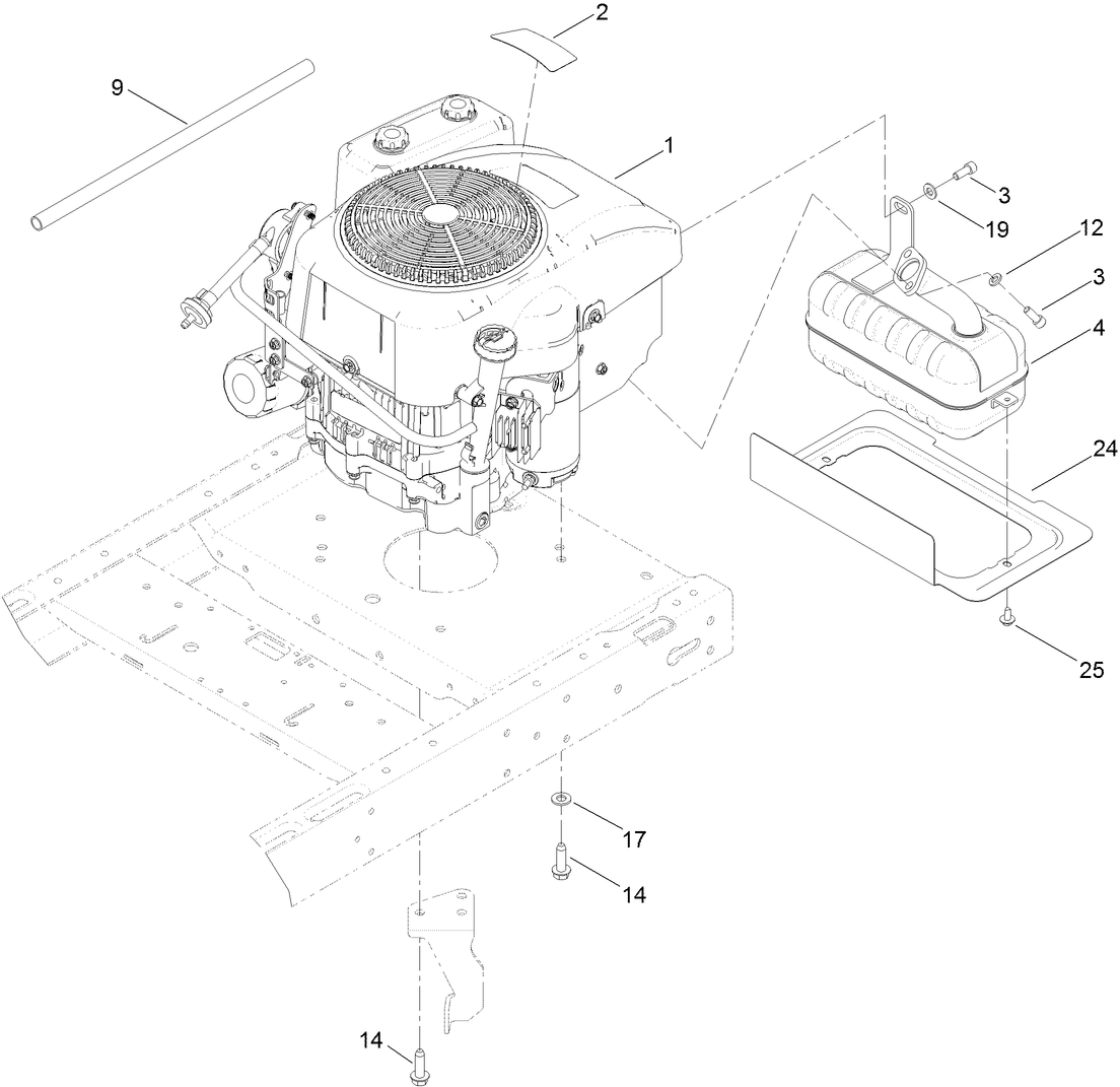 Engine and Muffler Assembly