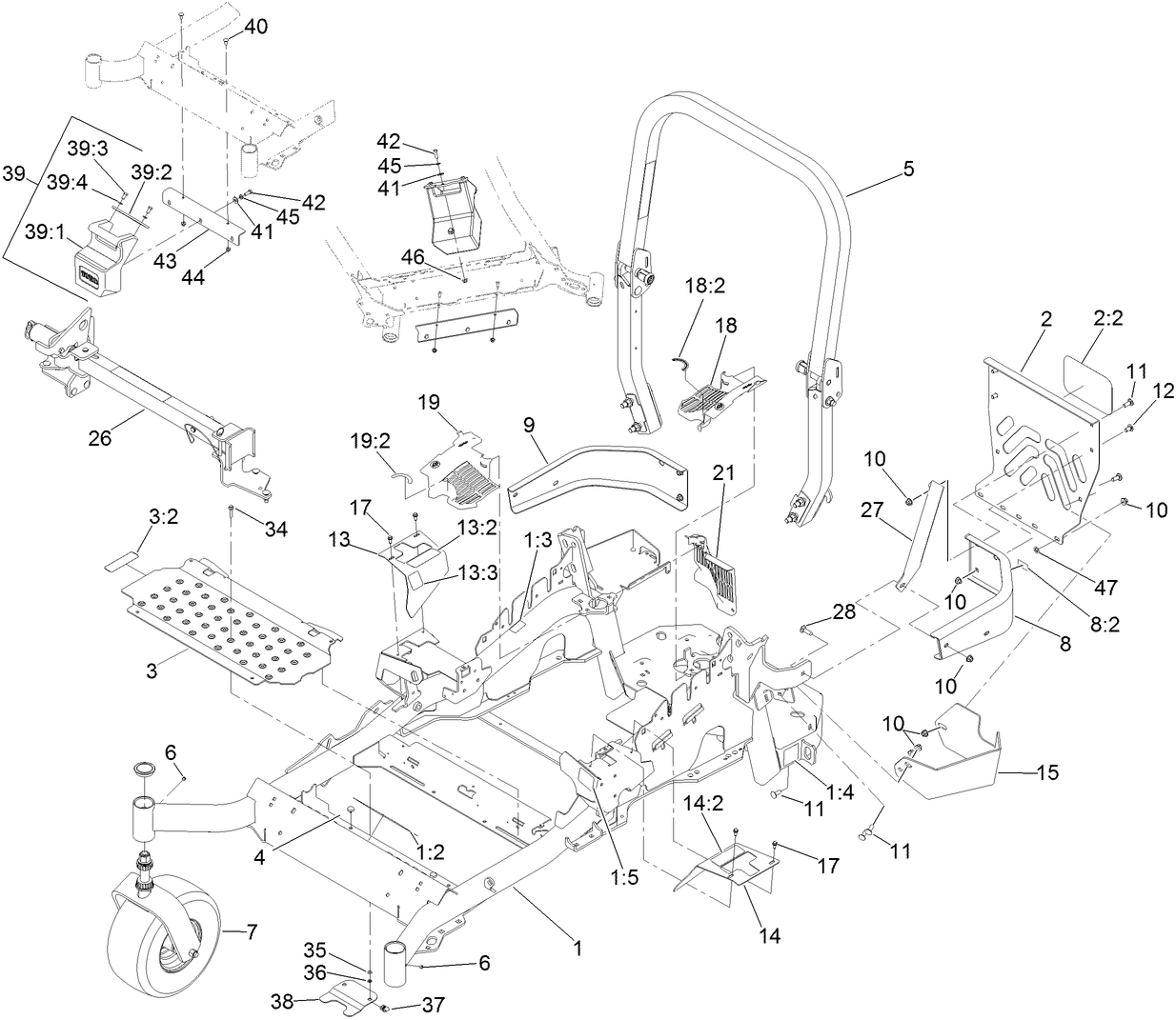 Frame, Caster and Z Stand Assembly