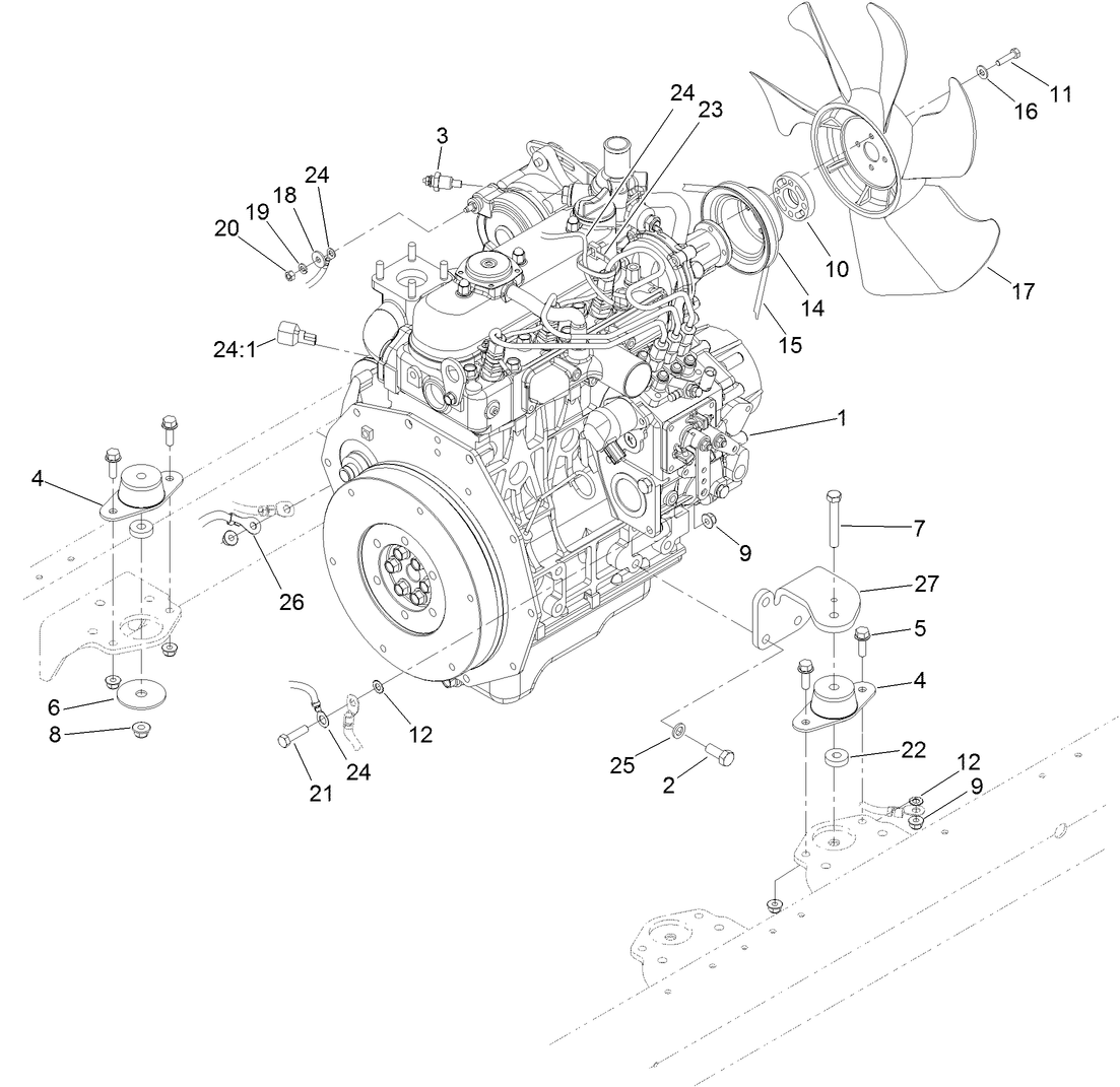 Engine Mounting and Electrical Assembly
