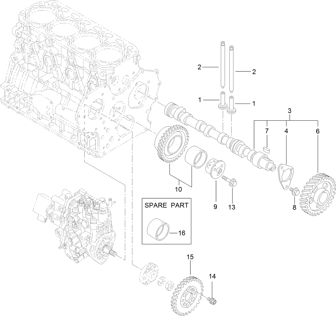 Camshaft and Driving Gear Assembly