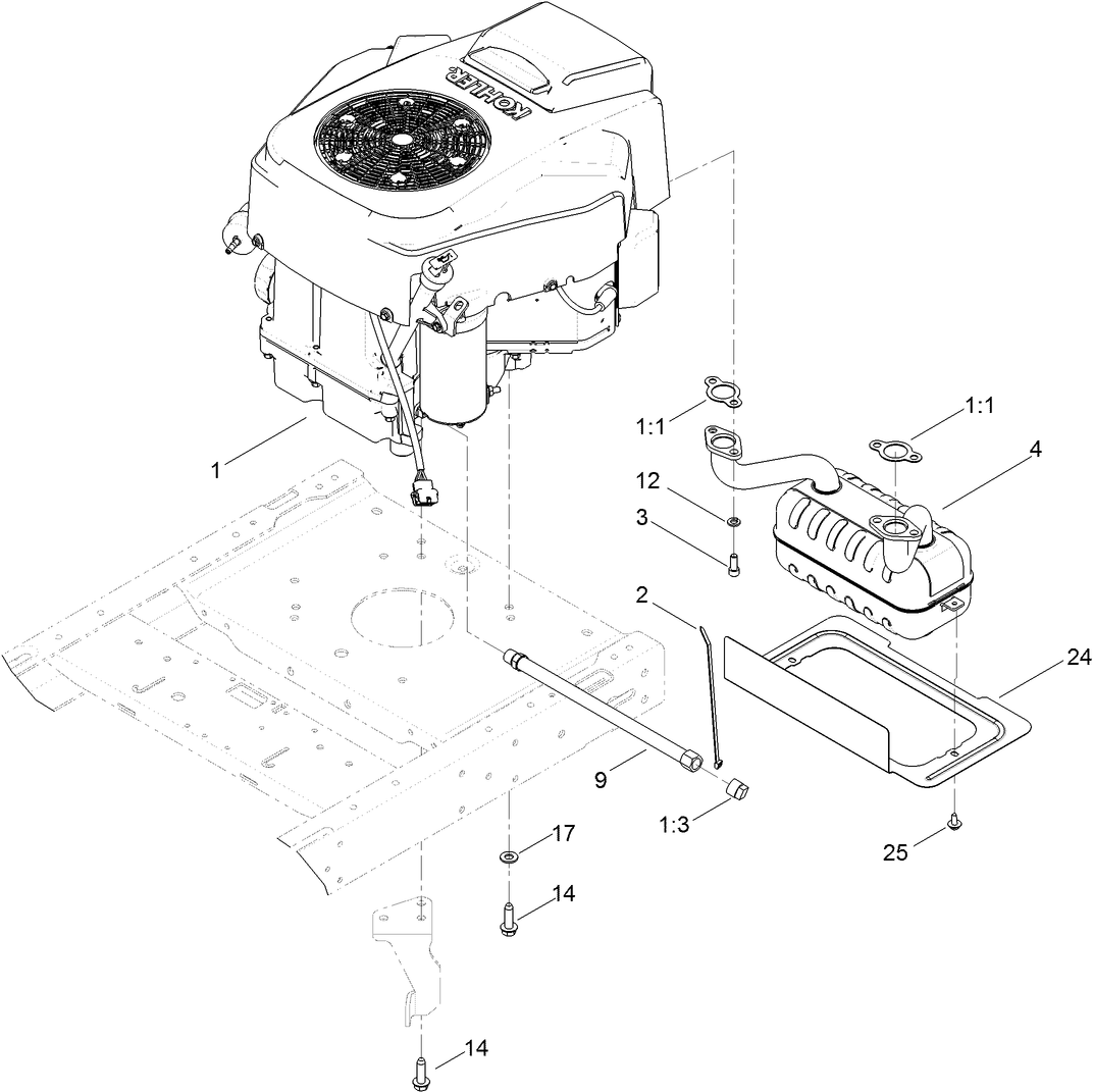 Engine and Muffler Assembly