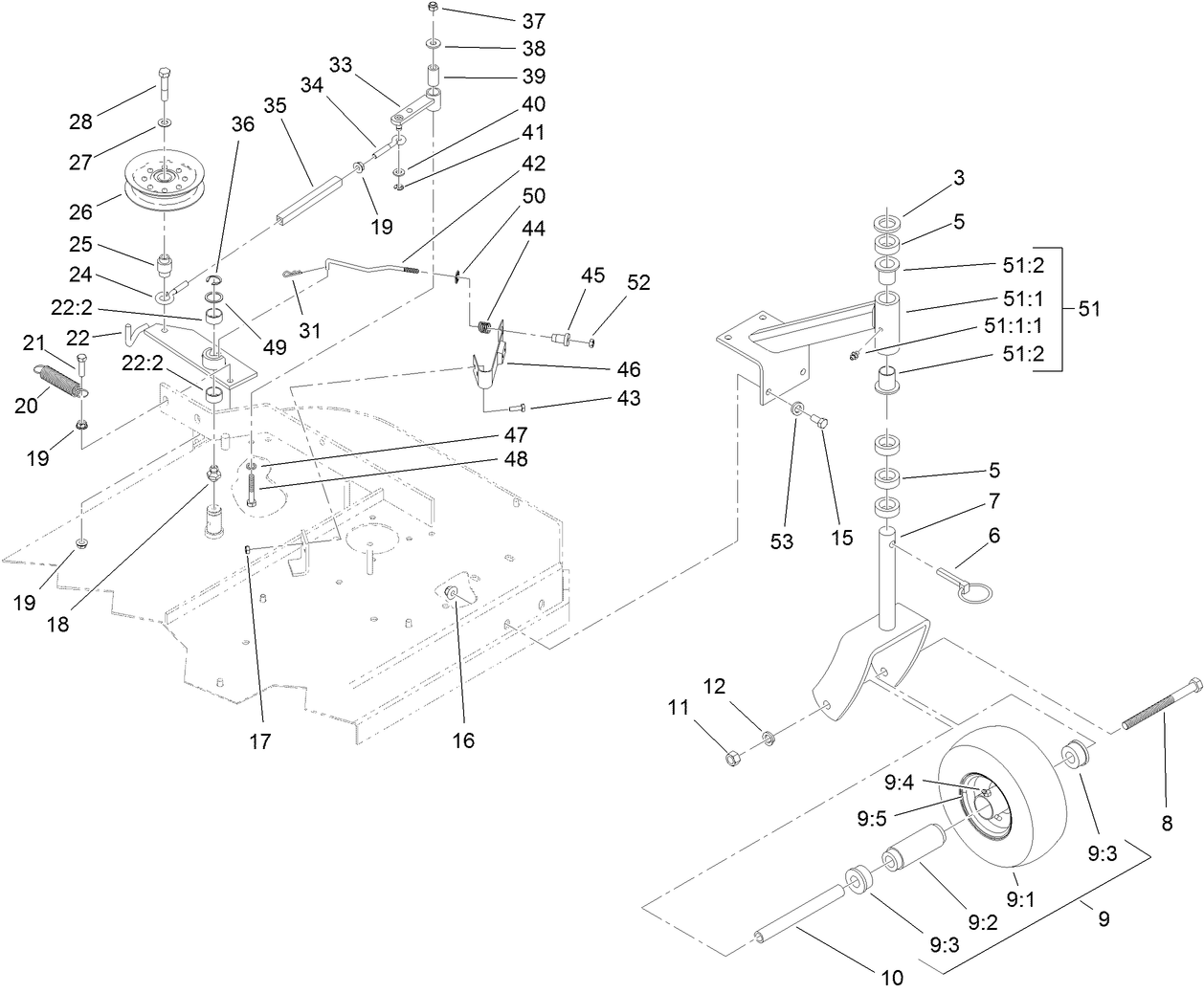Idler Arm and Caster Wheel Assembly