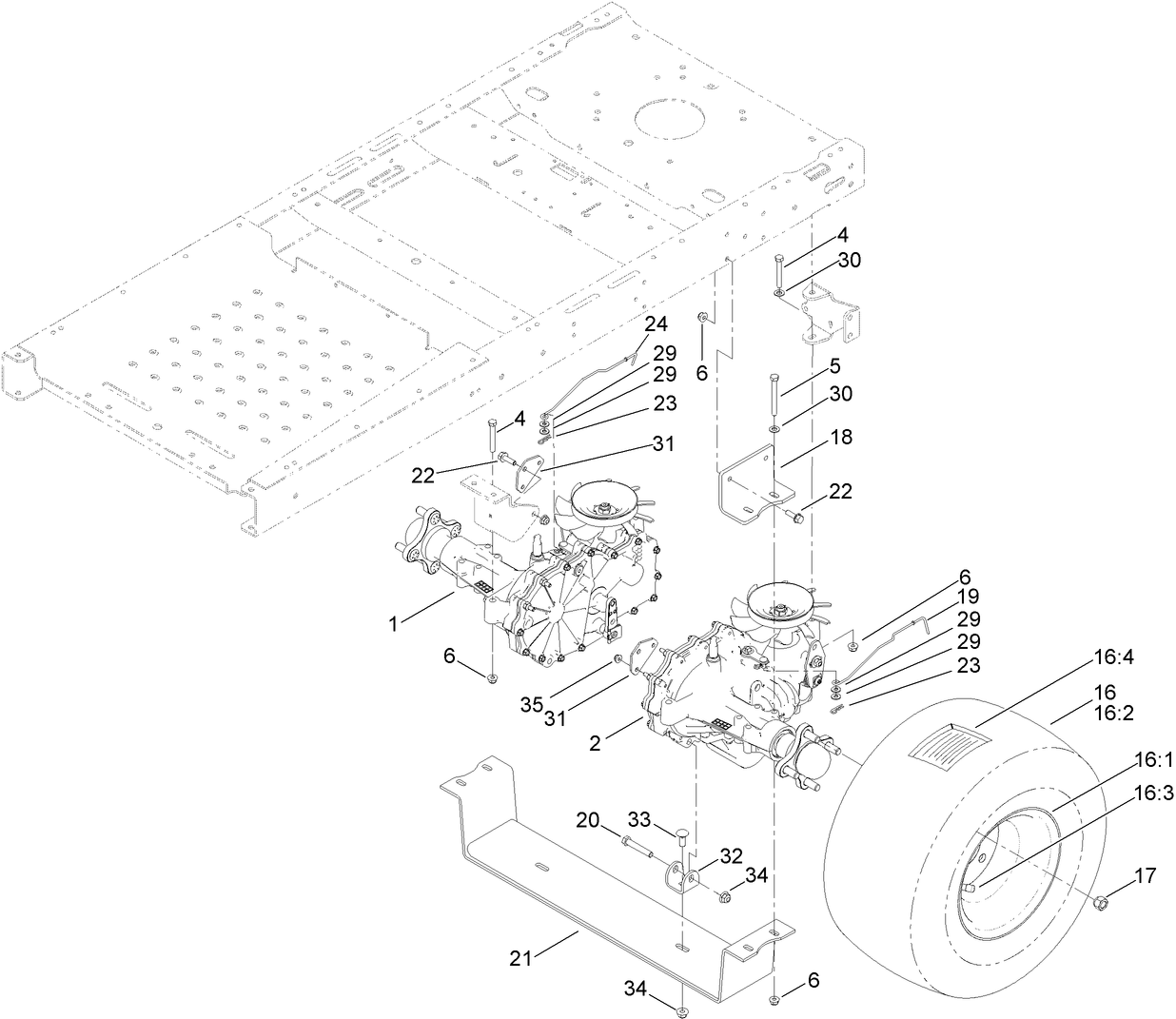 Hydro Transaxle Drive and Rear Wheel Assembly