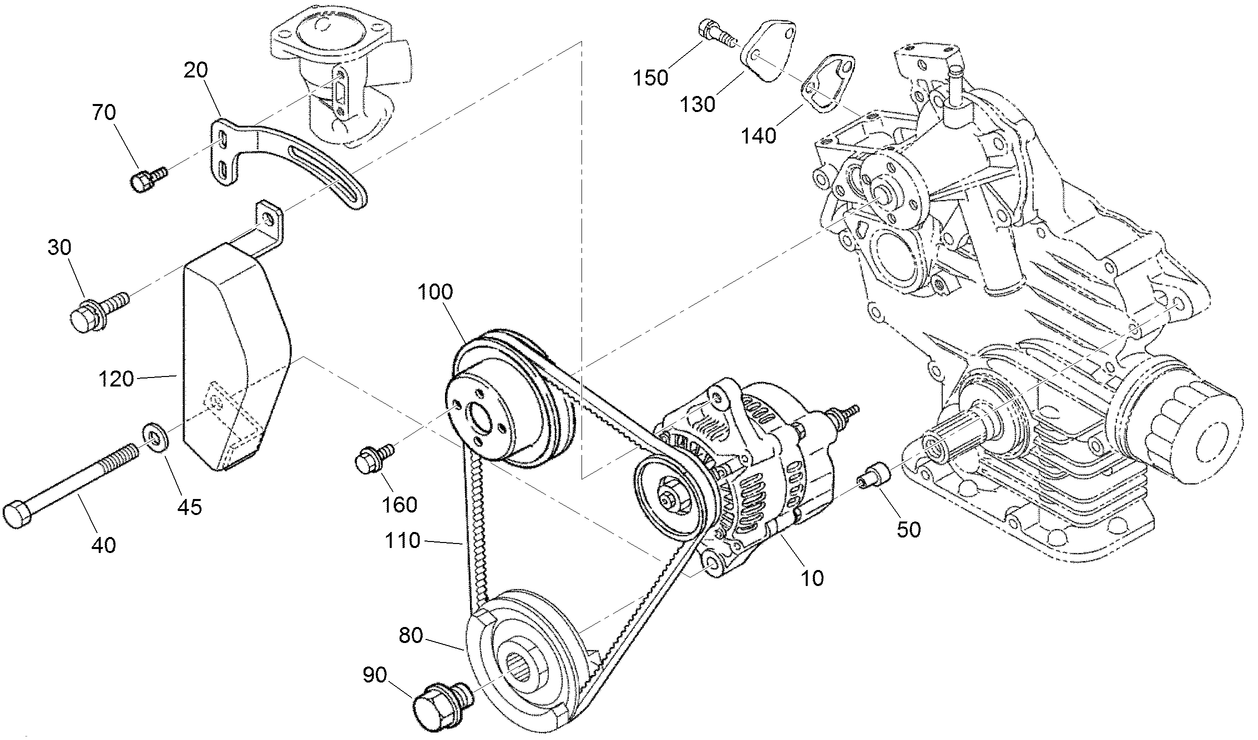 Alternator, Pulley and Fuel Pump Cover Assembly