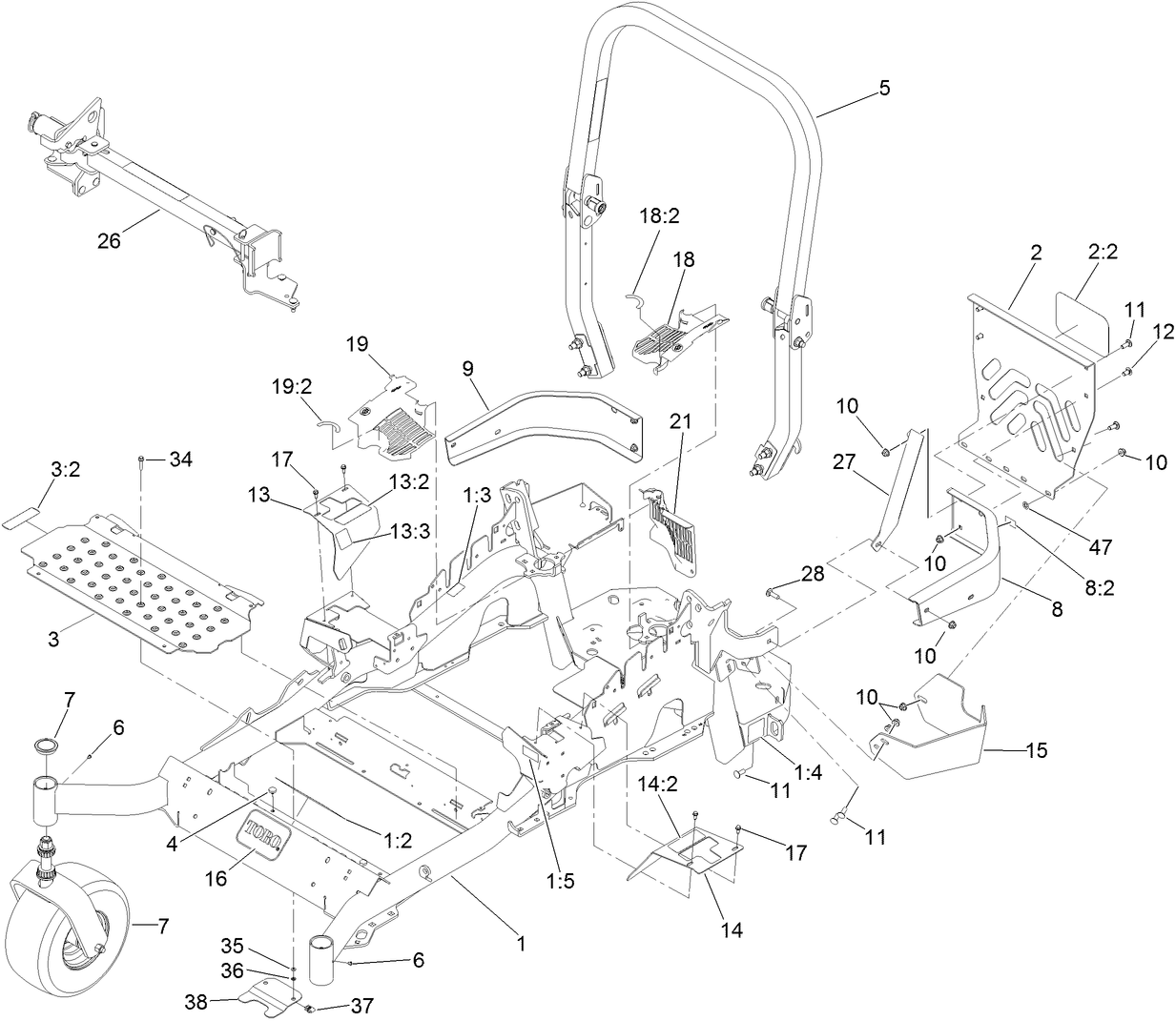 Frame, Caster and Z Stand Assembly