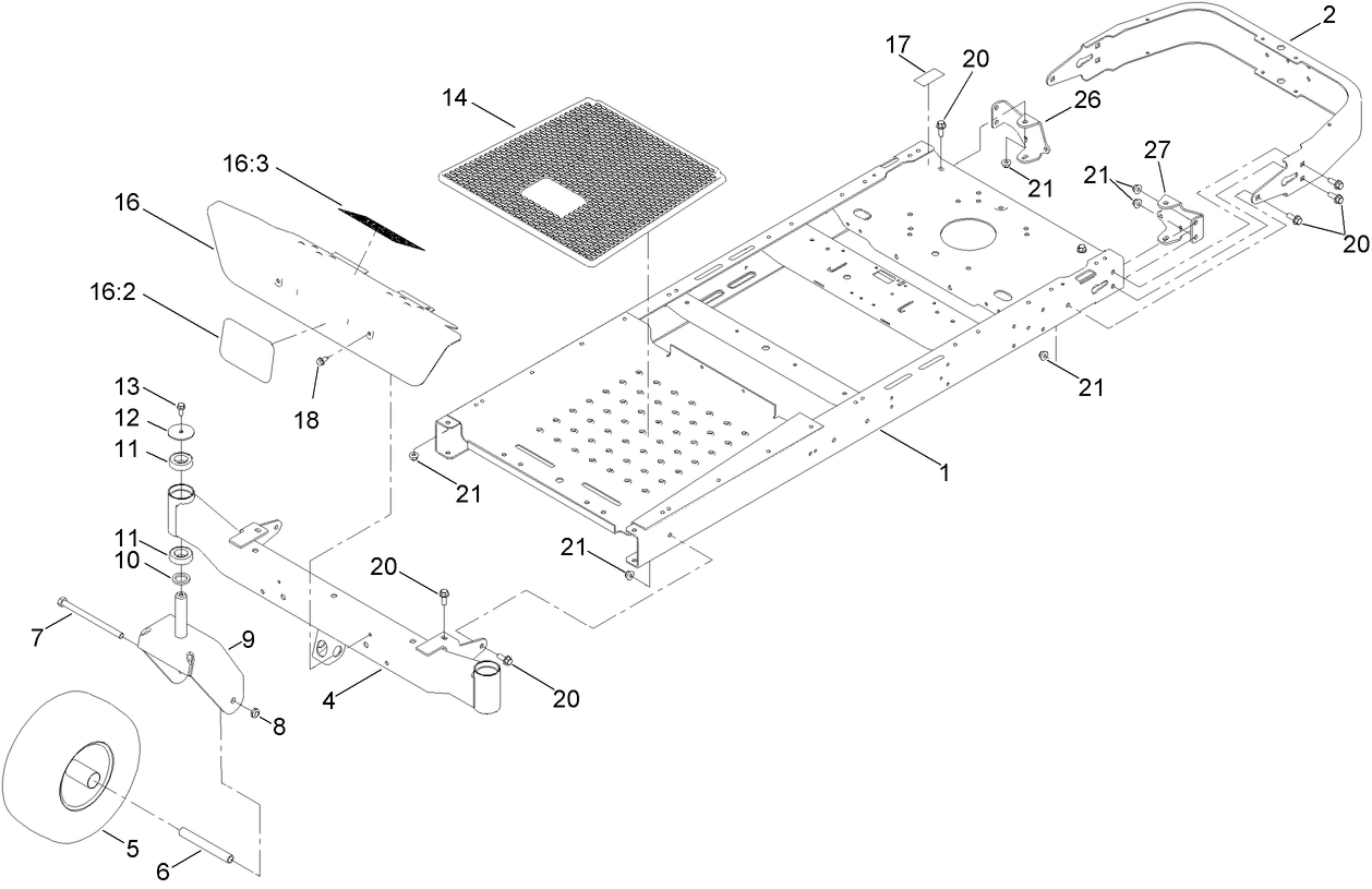 Frame, Front Axle and Caster Wheel Assembly