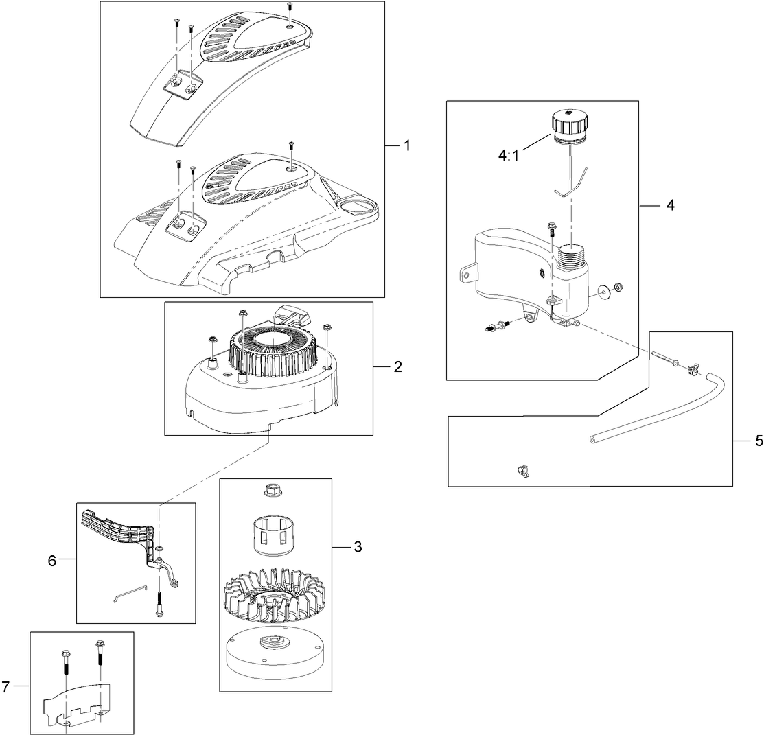 Shroud, Flywheel and Fuel Tank Assembly
