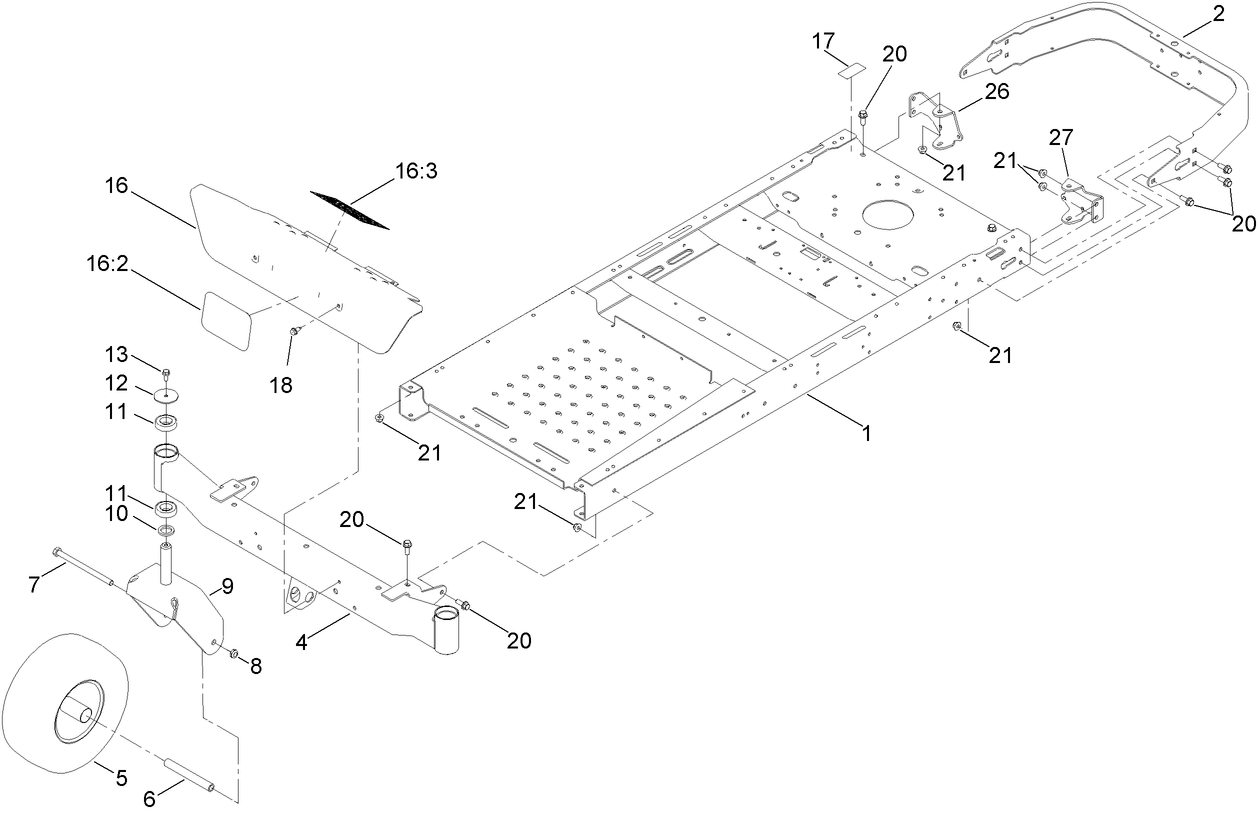Frame, Front Axle and Caster Wheel Assembly