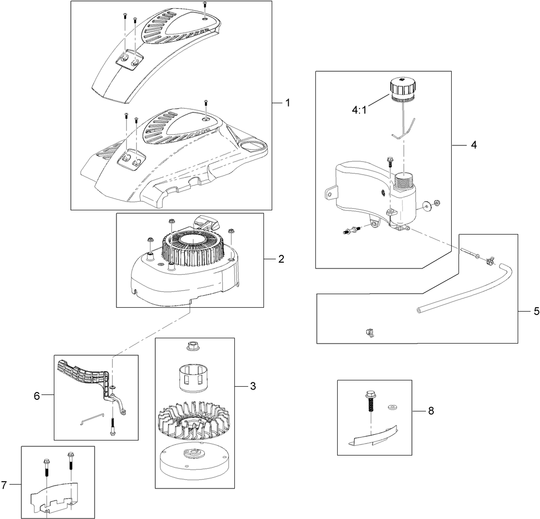 Shroud, Flywheel and Fuel Tank Assembly