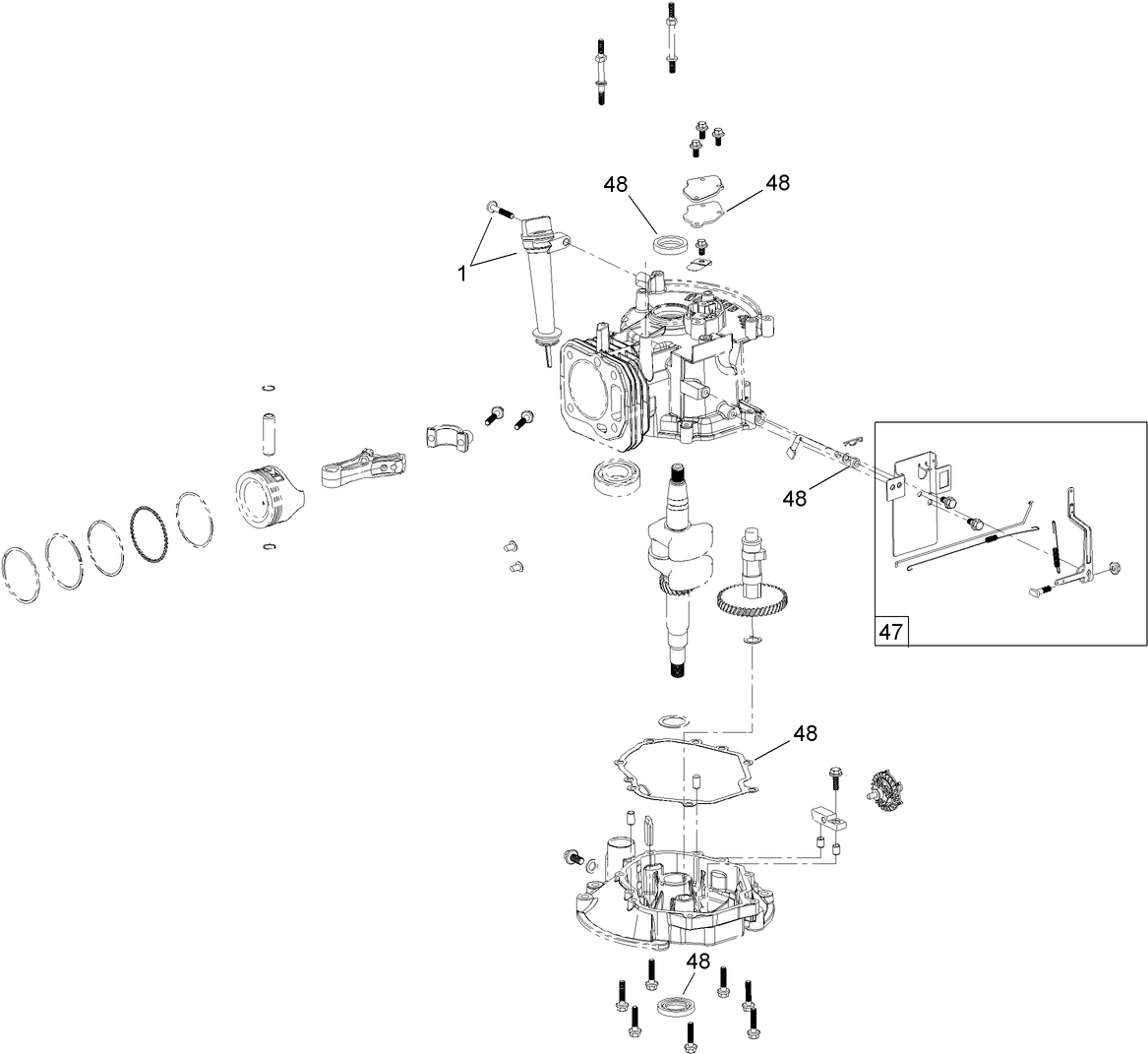 Dipstick, Brake and Governor Arm Assembly
