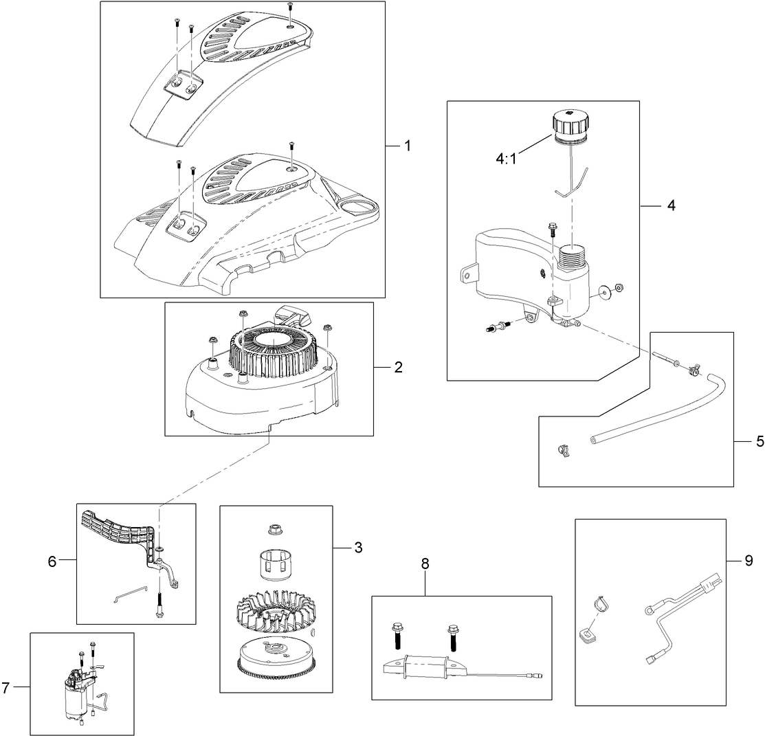 Shroud, Flywheel and Fuel Tank Assembly