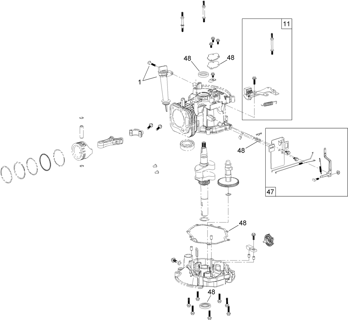 Dipstick, Brake and Governor Arm Assembly