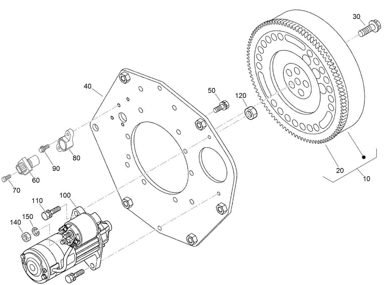 Flywheel, Starter and Sensor Switch Assembly