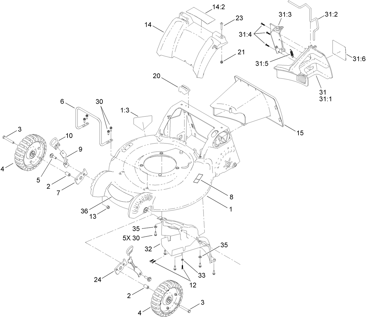 Housing, Front End and Tunnel Assembly