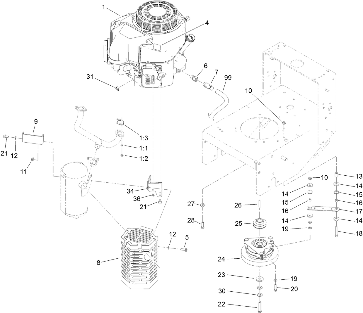 Engine and Clutch Assembly