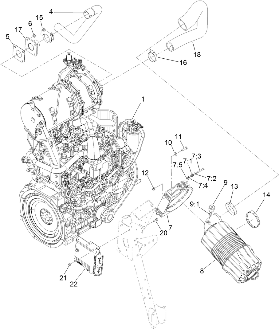 Engine, Air Cleaner and Controller Assembly