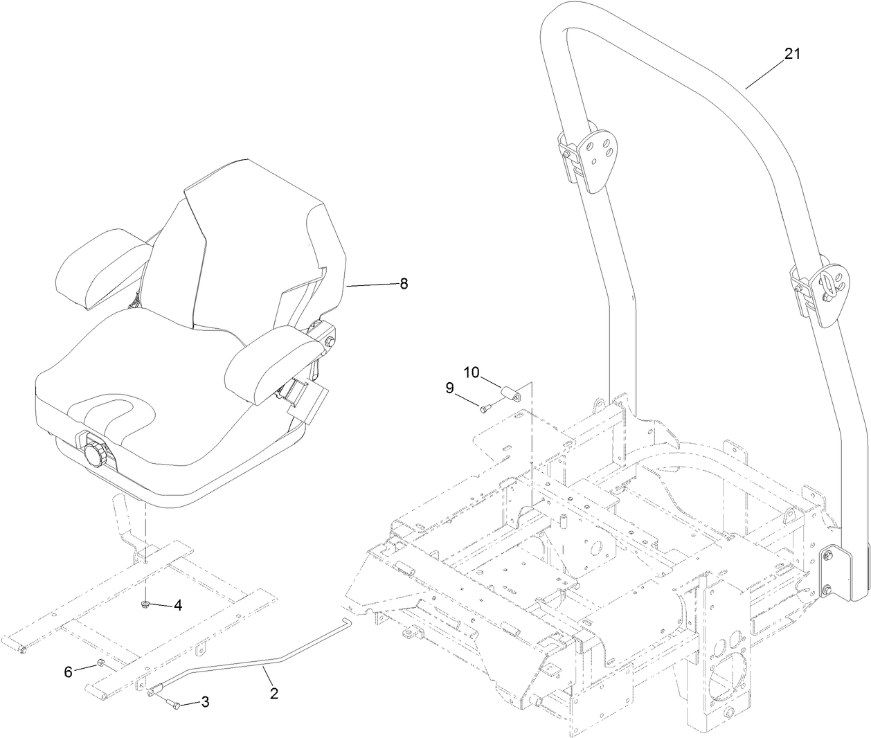 Seat and Roll-Over Protection System Assembly