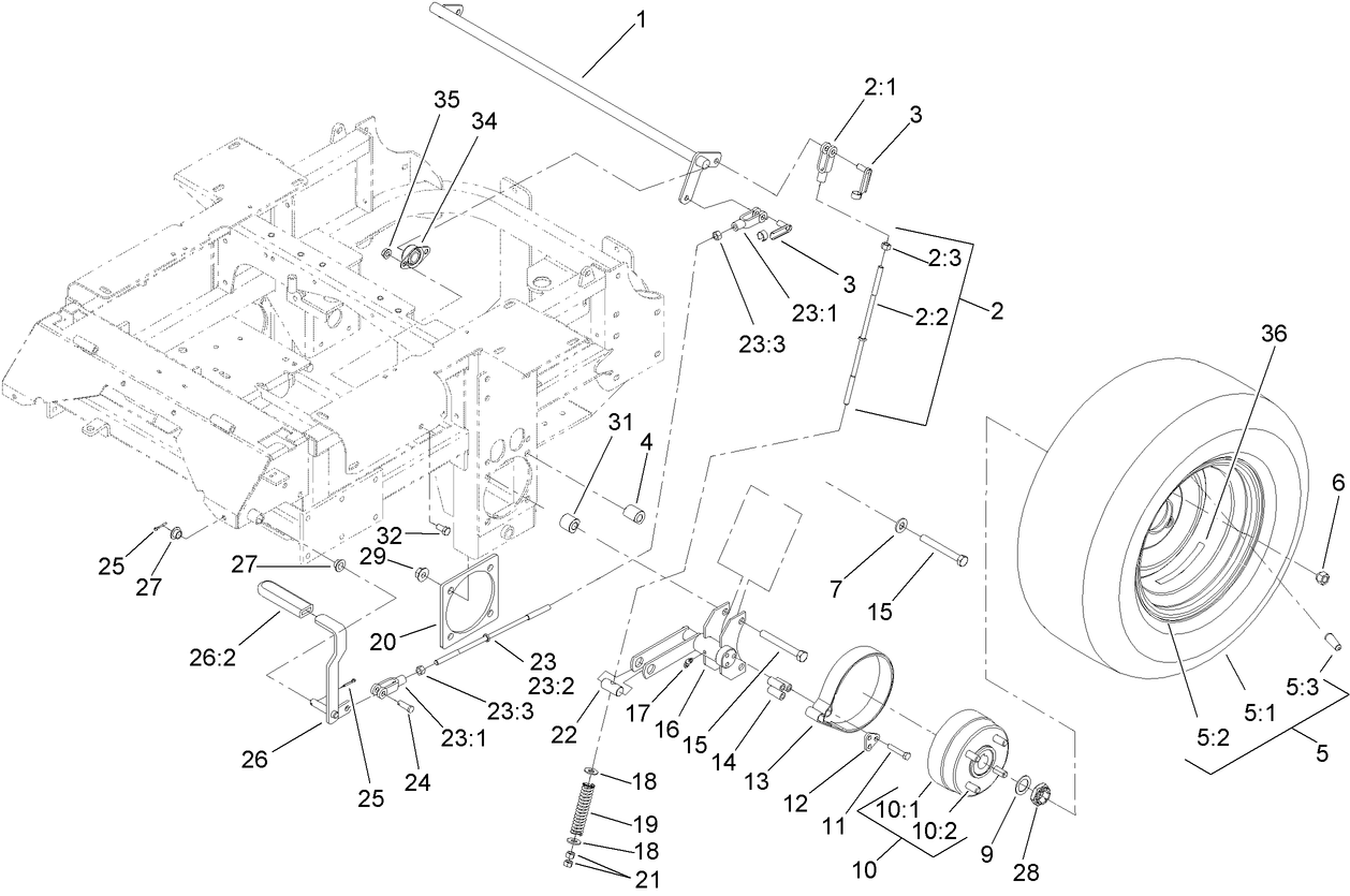 Main Frame and Rear Wheel Assembly