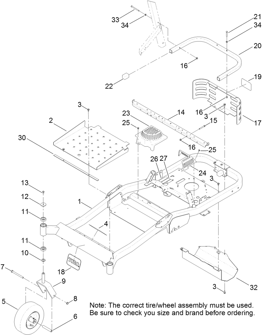 Main Frame and Caster Wheel Assembly