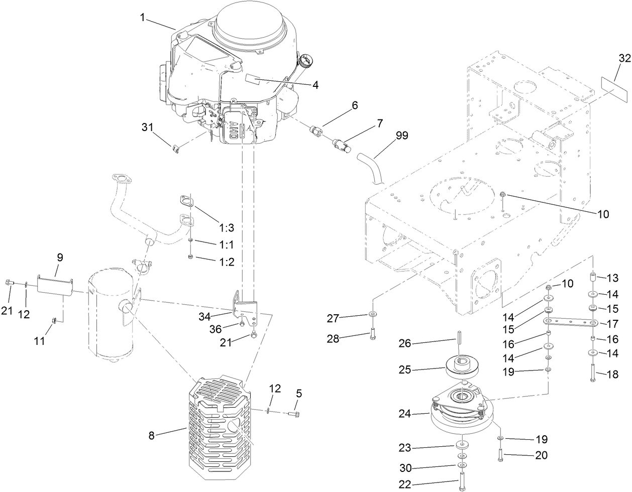Engine and Clutch Assembly