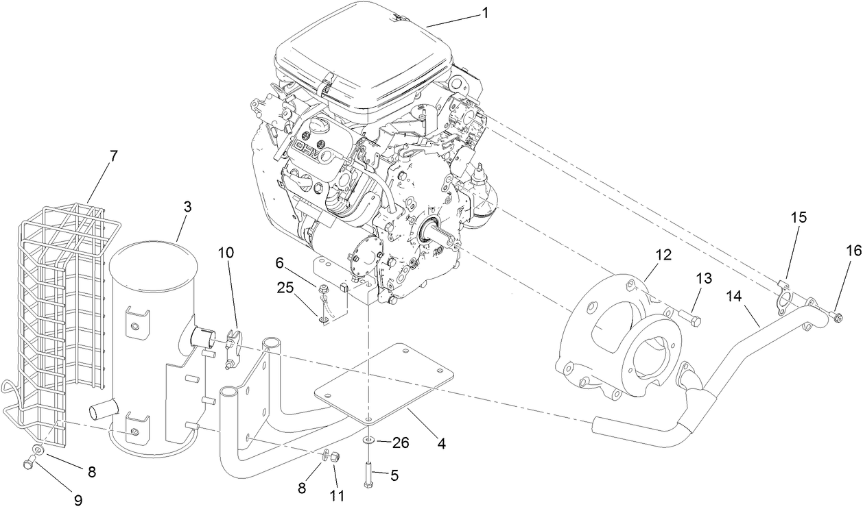 Engine and Exhaust Assembly