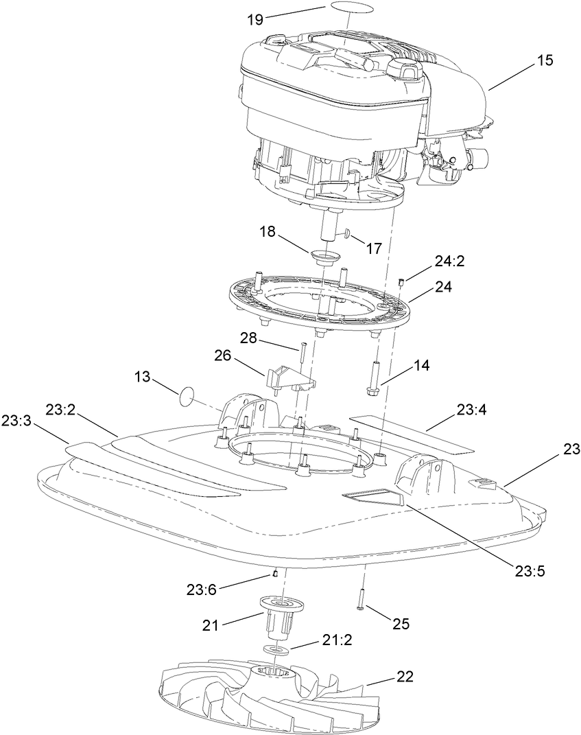 Engine, Impeller and Deck Assembly