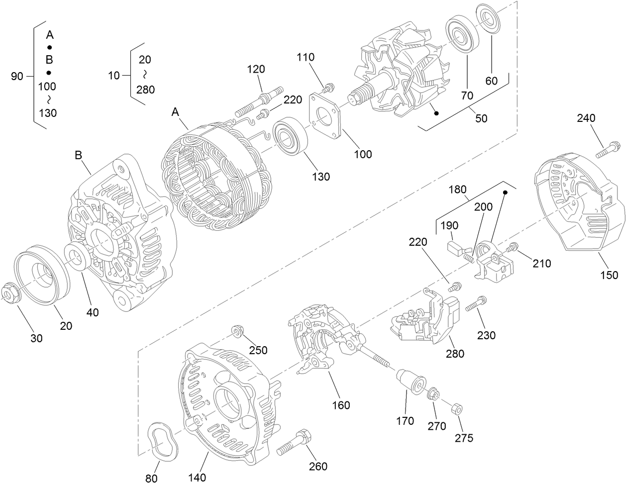 Alternator Components Assembly