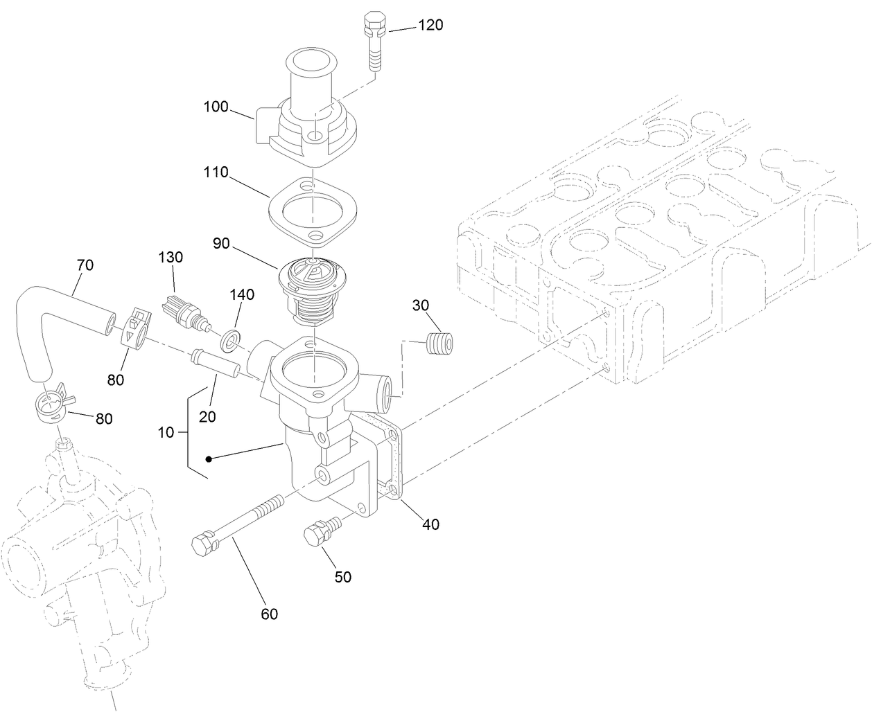 Water Flange and Thermostat Assembly