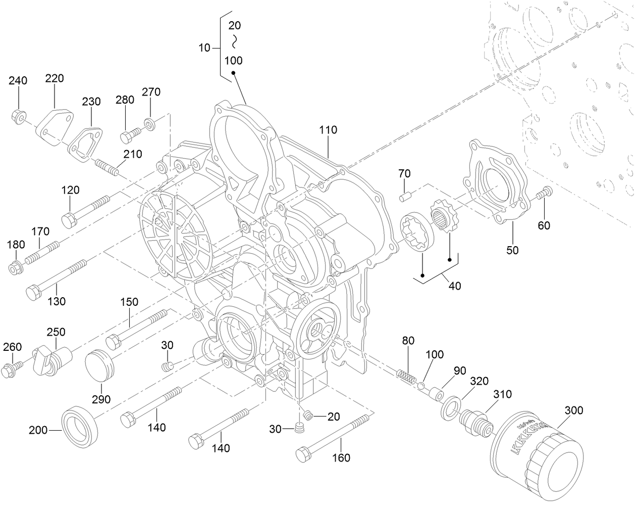 Gear Case and Oil Filter Cartridge Assembly