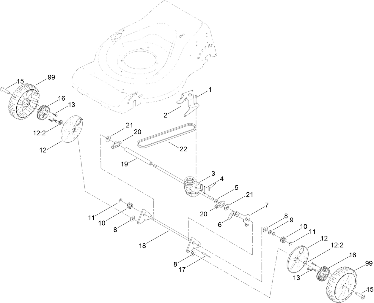 Transmission and Rear Wheel Drive Assembly