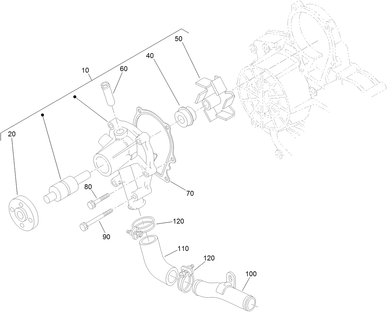 Water Pump and Water Pipe Assembly