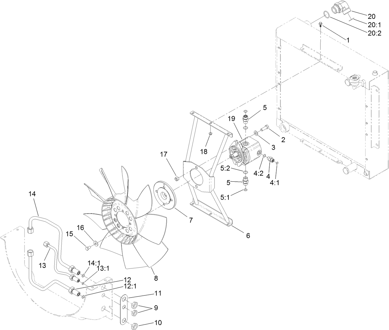 Fan Mounting and Hardline Assembly