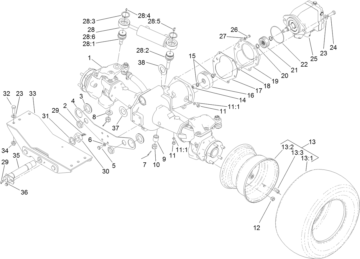 Rear Axle and Steering Cylinder Assembly