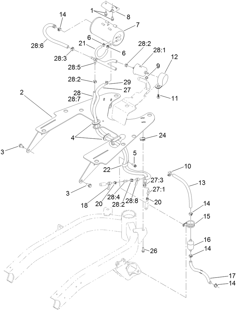 Fuel Line and Carbon Canister  Hose Routing Assembly