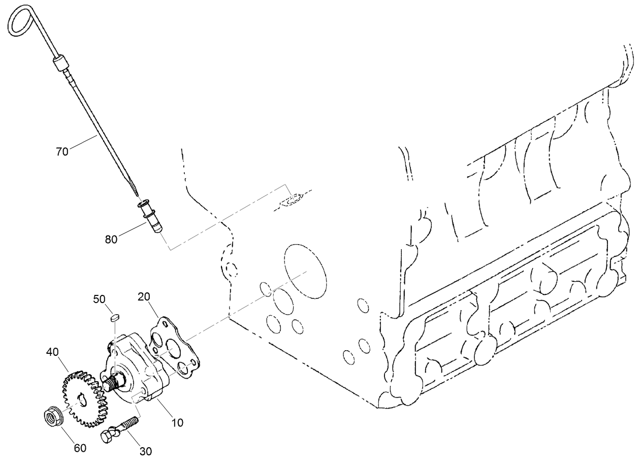 Oil Pump, Dipstick and Guide Assembly