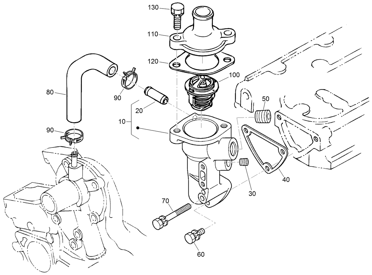 Water Flange and Thermostat Assembly