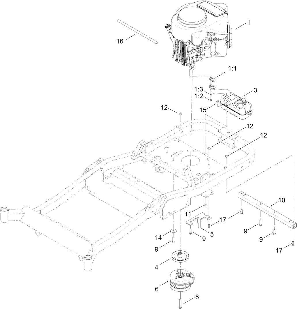 Engine, Muffler and Clutch Assembly