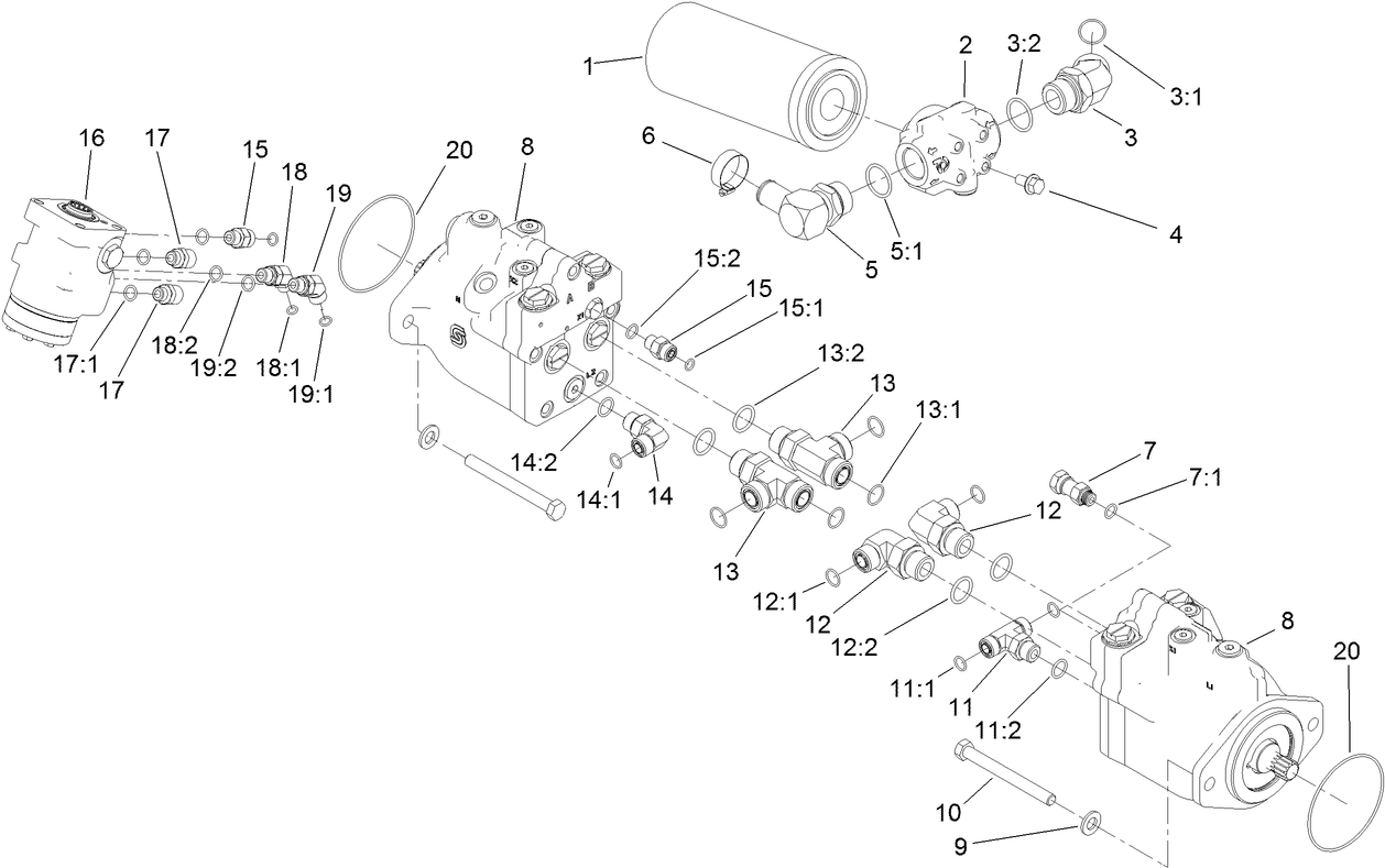 Drive Motor, Steer Valve and Filter Head Assembly