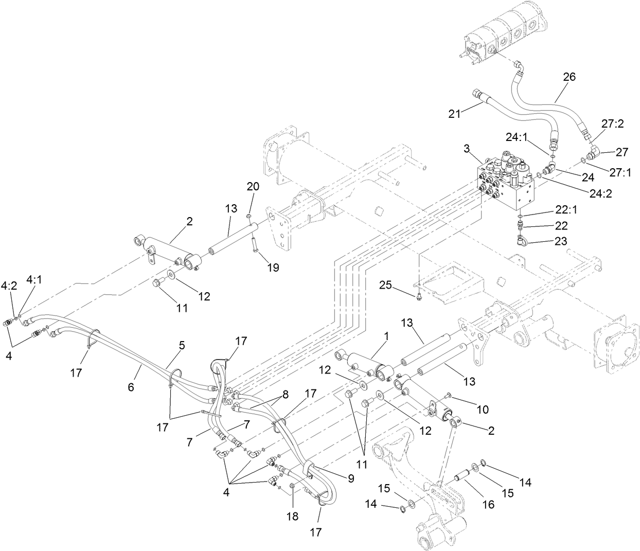 No. 1, 4 and 5 Lift Arm Hydraulic Assembly