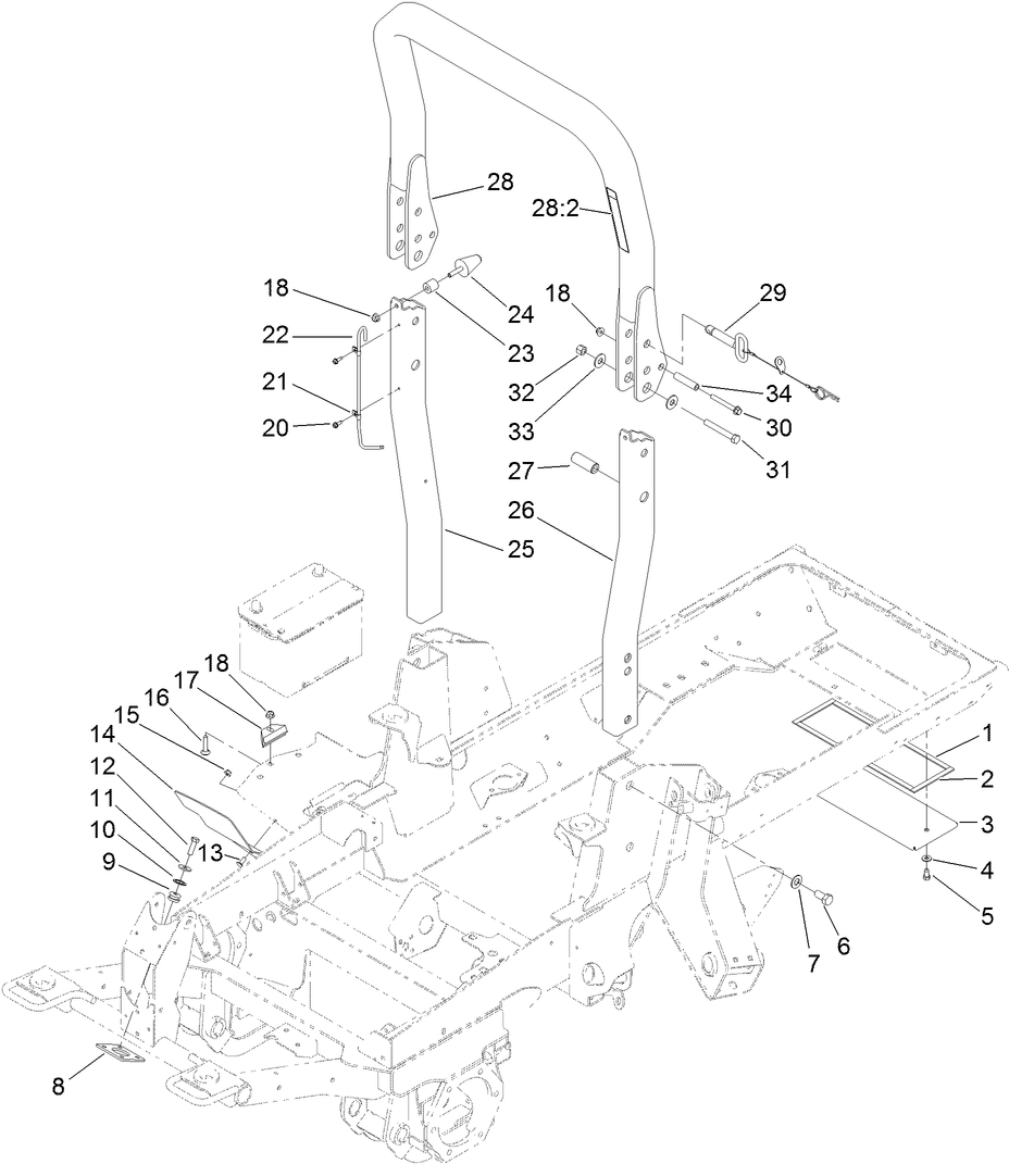 Roll-Over Protection System, Rear Cover and Battery Assembly