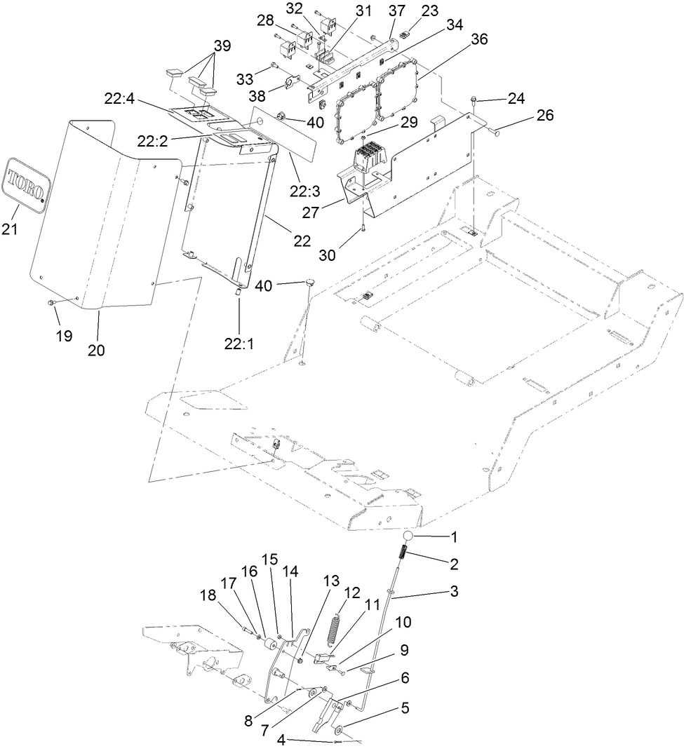 Parking Brake, Steering Tower and Power Center Assembly