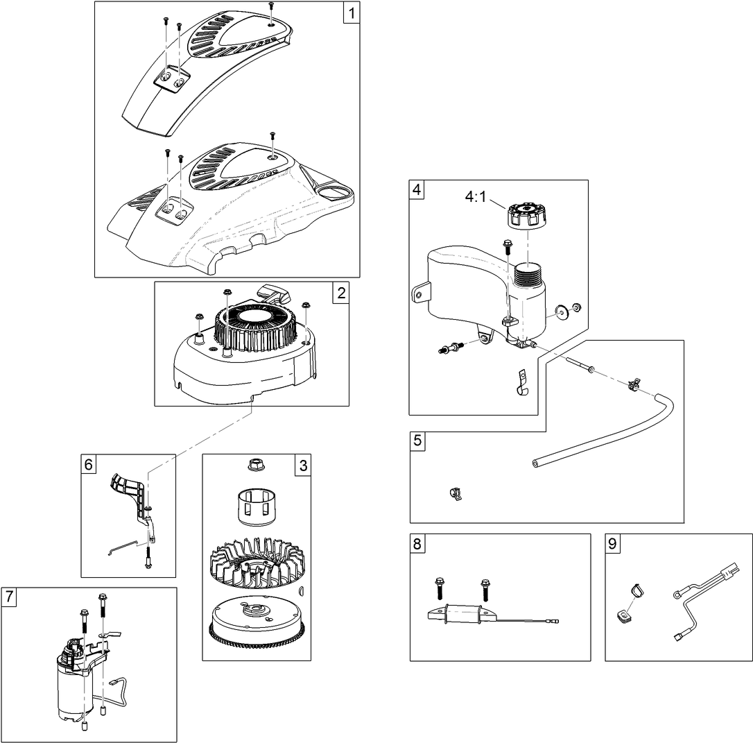 Shroud, Flywheel and Fuel Tank Assembly