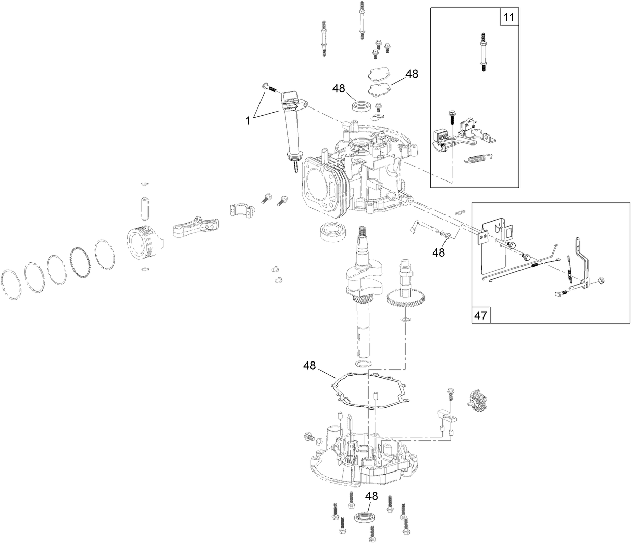 Dipstick, Brake and Governor Arm Assembly