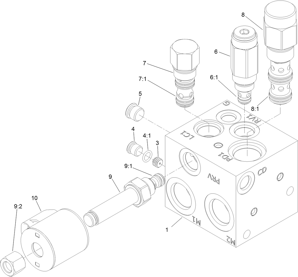 Center and Right Power-Take-Off  Manifold Assembly No. 121-1537