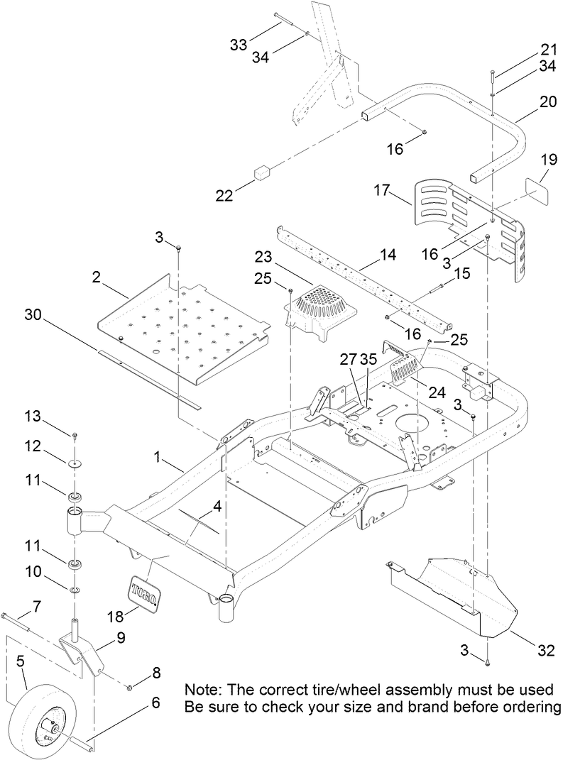 Main Frame and Caster Wheel Assembly