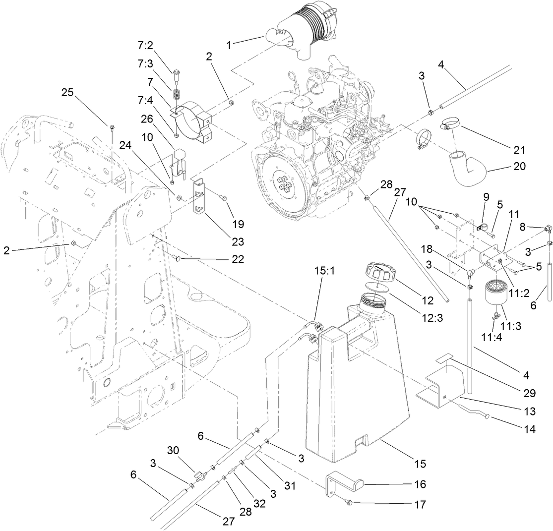 Fuel Tank and Air Filter Assembly