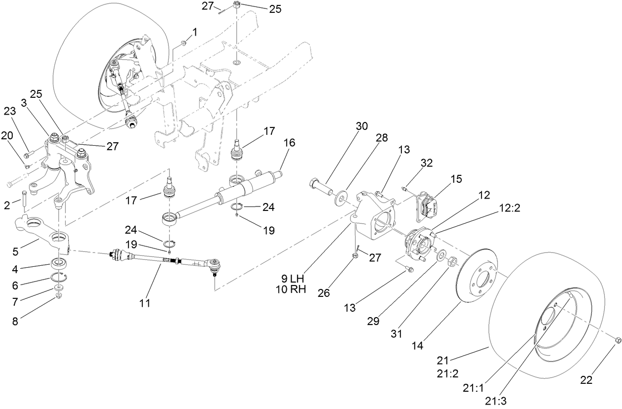 Steering and Front Wheel Assembly