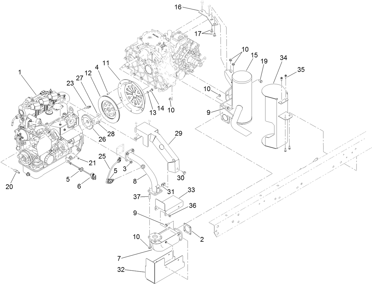 Engine and Exhaust Assembly