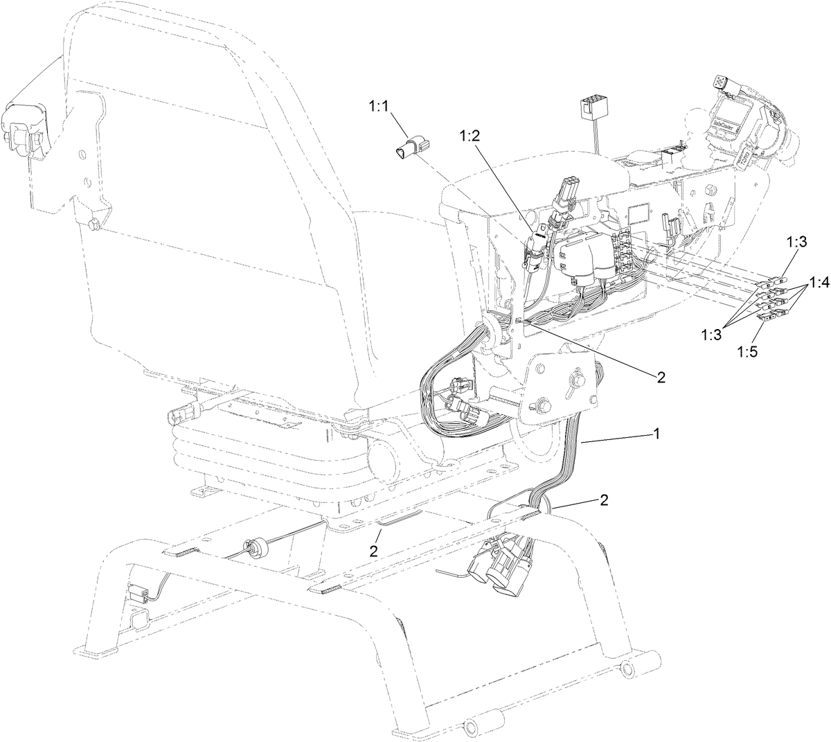 Seat and Control Arm Wire Harness Assembly