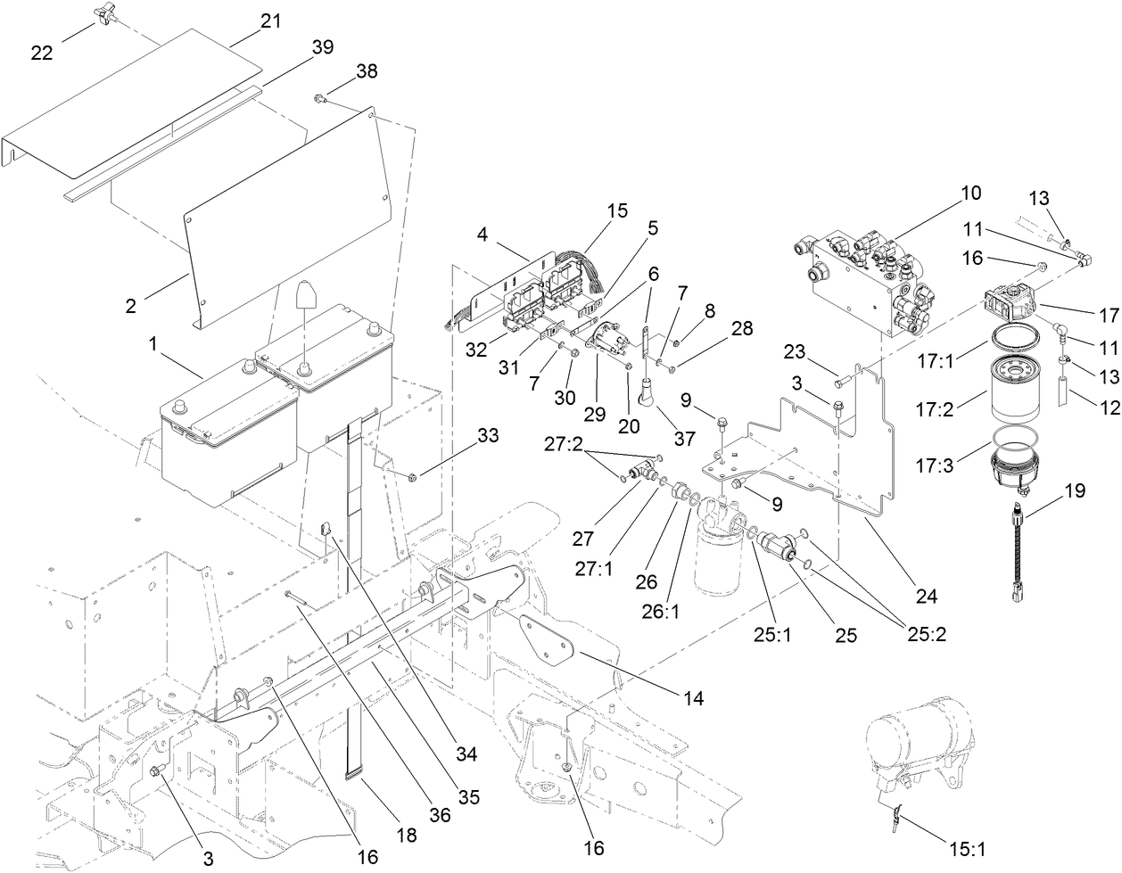 Battery and Lift Manifold Assembly